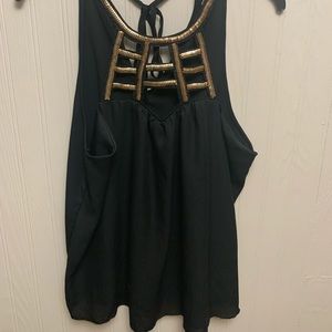 Black top with gold neckline